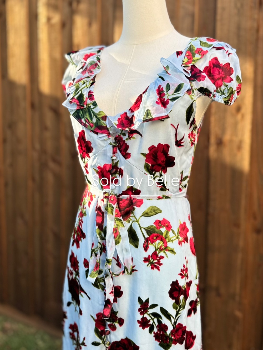 NWT Alice + Olivia Tara Ruffle Dress American Beauty Blue Size 4